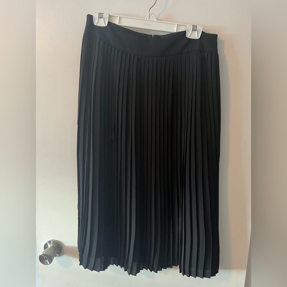 JCrew black pleated midi skirt